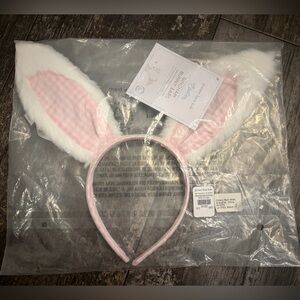 Pottery Barn Kids Pink and White Gingham Bunny Ear Headband